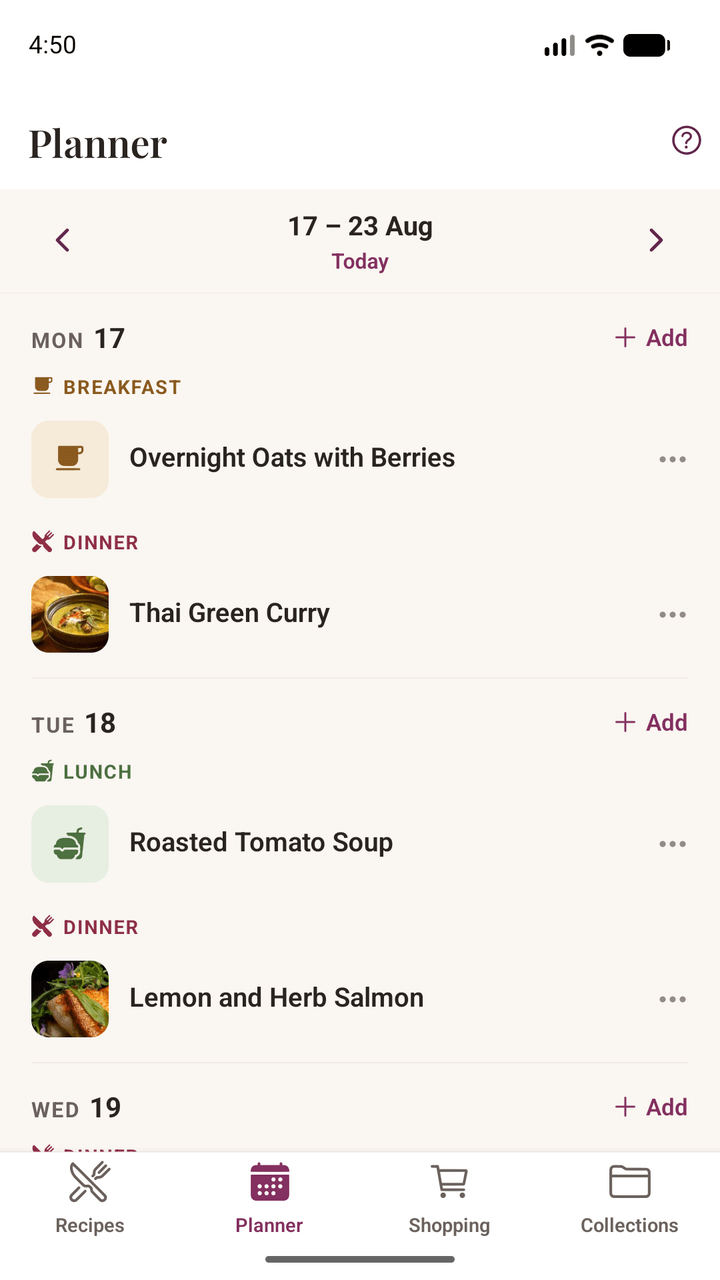 The weekly meal planner